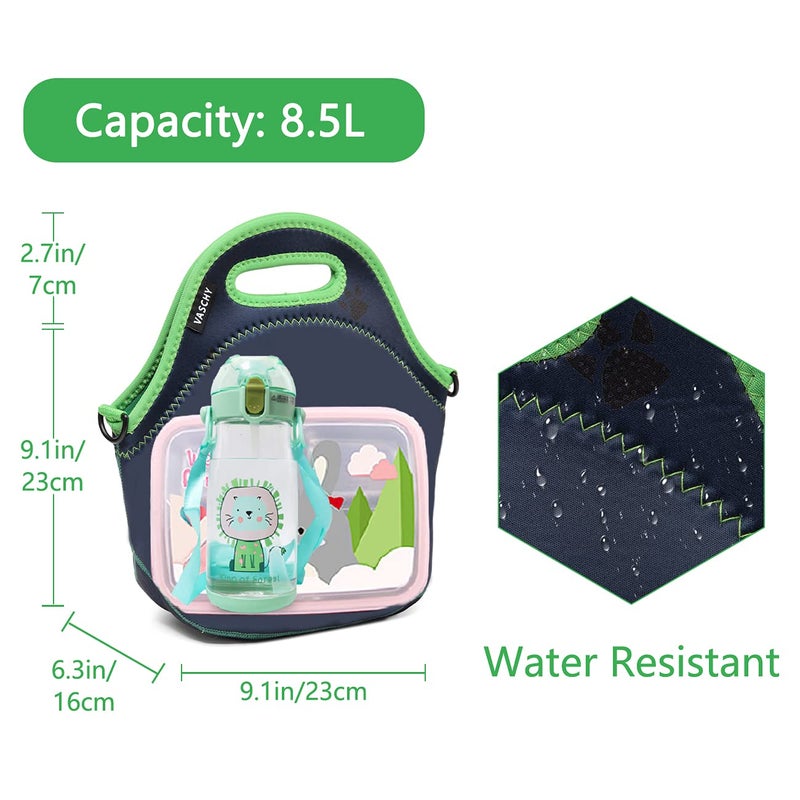 VASCHY Lunch Bag for Kids, Insulated Neoprene Lightweight Lunch Box Bag for Children Boys and Girls School Daycare Kindergarten Dinosaur - Image 5